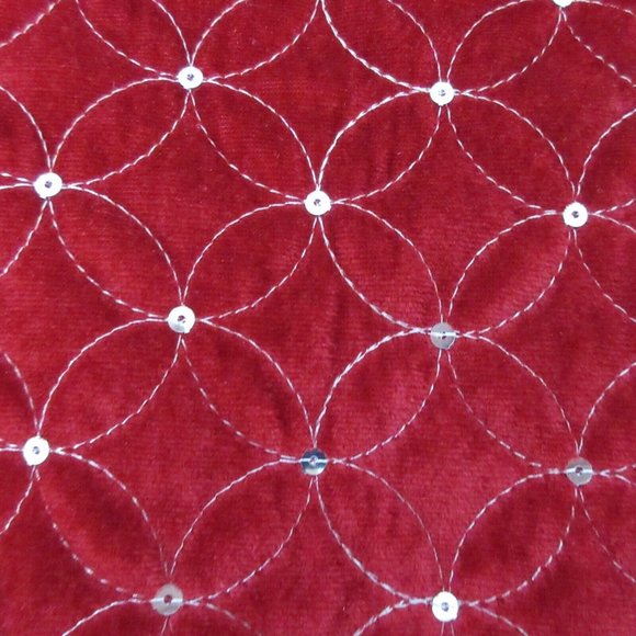 Trim A Home 48" Lightweight Red Tree Skirt Quilted with Sequins & Red Border - Picture 2 of 7